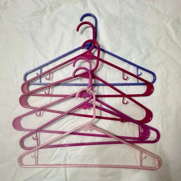 LOT of 46 Multicolor Neon Green Plastic Hangers Vintage Tubular Thick Standard - Picture 2 of 10